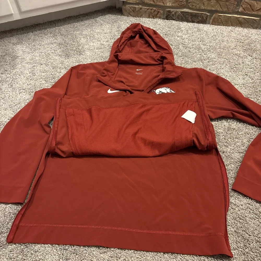 Nike University Of Arkansas Razorbacks Red 1/4 Zip  Hoodie Lightweight Active XL